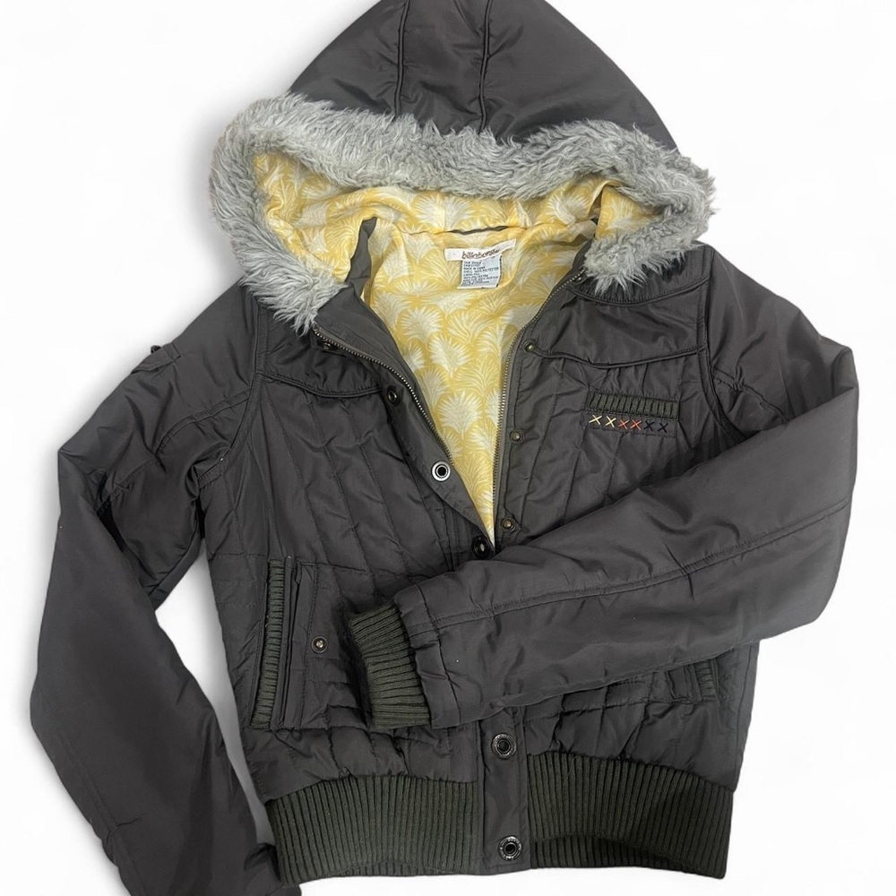 Billabong Puffer Jacket with Faux Fur Hood